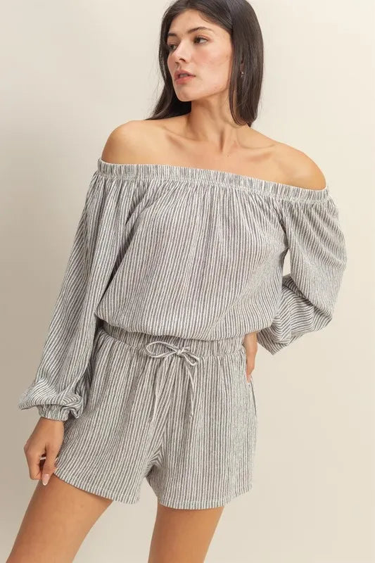 Off Shoulder Top and Shorts Set – outfit idea for women | Ro + Ivy
