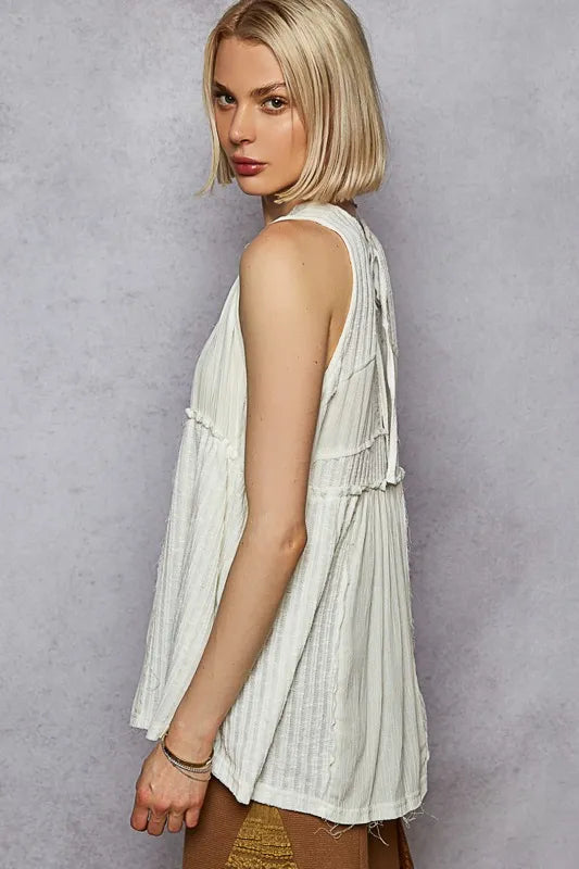 Lace Trim Round Neck Tank Top With Pintuck Detail – outfit idea for women | Ro + Ivy