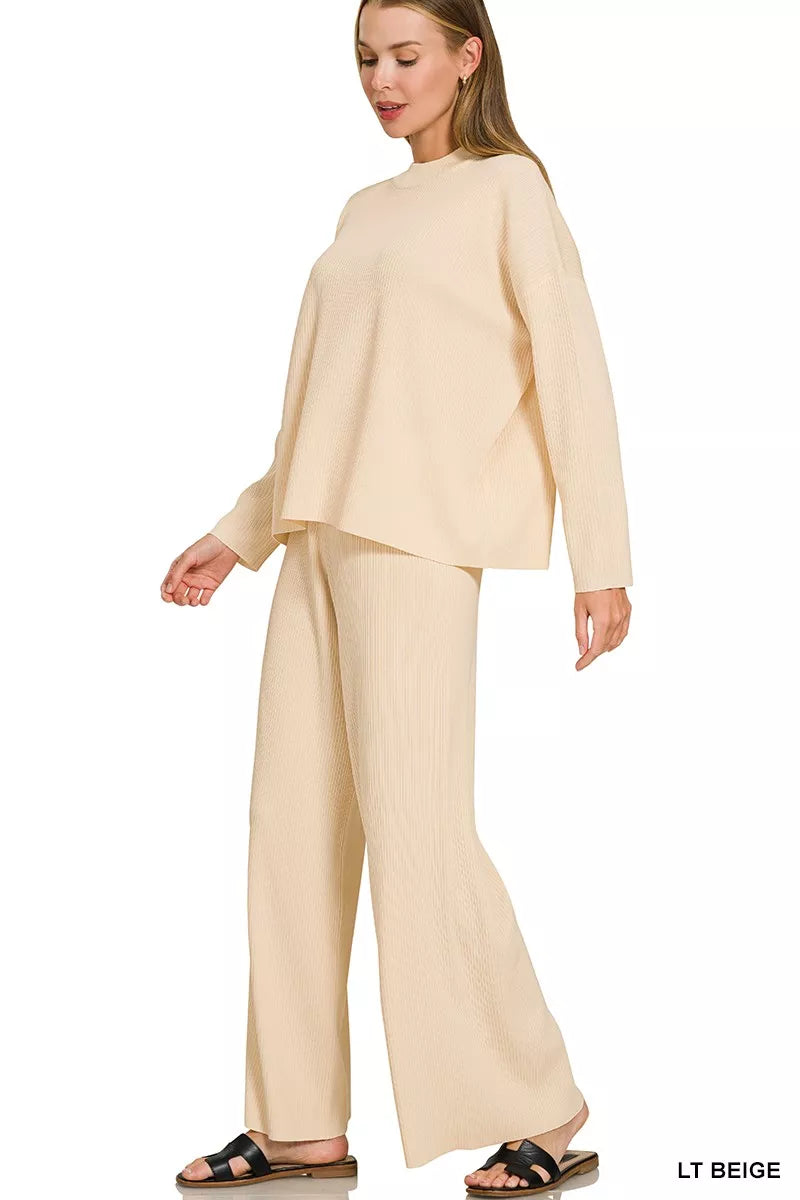 Women's Viscose Sweater Top and Pants Set - Matching Sets