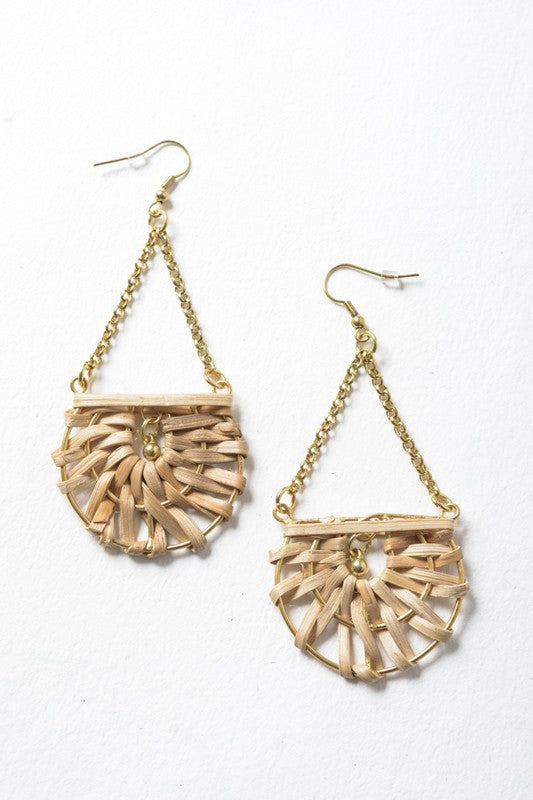Woven Rattan Drop Chain Earrings | Trendy Earrings Outfit Idea for Women by Ro + Ivy | Elevated Basics, Modern Comfort & Style