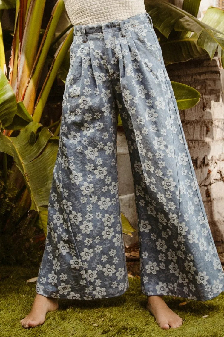 Floral Texture Wide Leg Jeans – outfit idea for women | Ro + Ivy