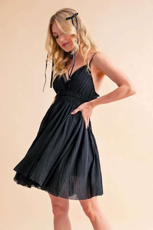 Lace Detail Mini Cami Dress – outfit idea for women | Ro + Ivy
