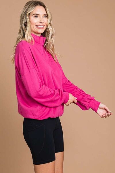 Full Size Half Zip Long Sleeve Sweatshirt | Trendy Sweatshirts Outfit Idea for Women by Ro + Ivy | Elevated Basics, Modern Comfort & Style