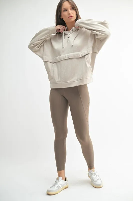 100% Cotton Snap Hoodie with Soft Burnout-Fleece Detailing