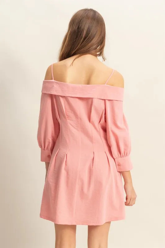 Button Down Spaghetti Strap Mini Dress With Pockets – outfit idea for women | Ro + Ivy