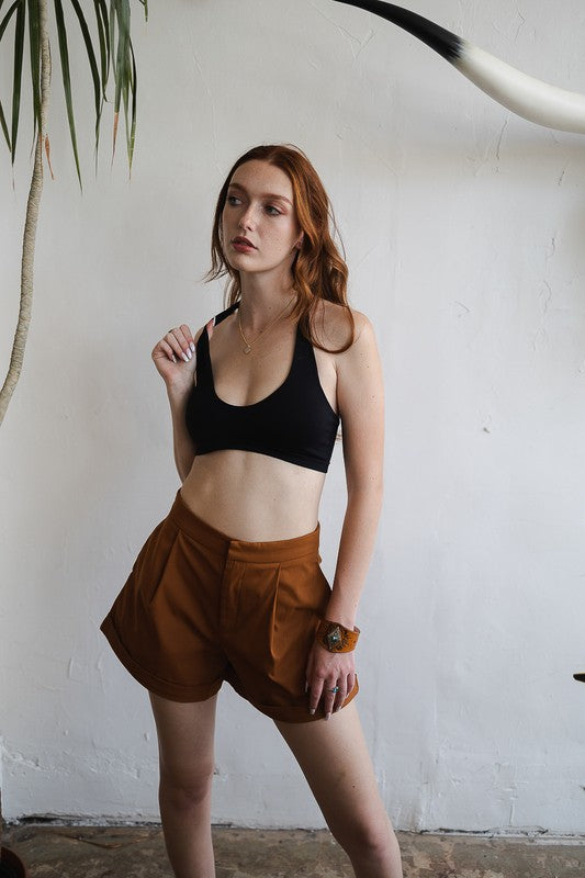 Black Solid Padded Halter Bralette Trendy Bralettes Outfit Idea for Women | Ro + Ivy