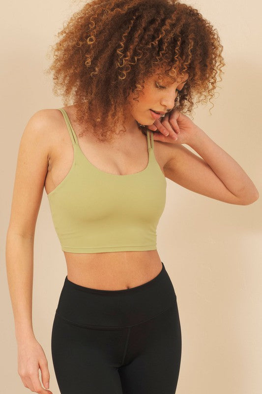 sage Double Strap Sports Top Trendy Active Tops Outfit Idea for Women | Ro + Ivy