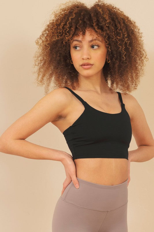 Black Double Strap Sports Top Trendy Active Tops Outfit Idea for Women | Ro + Ivy