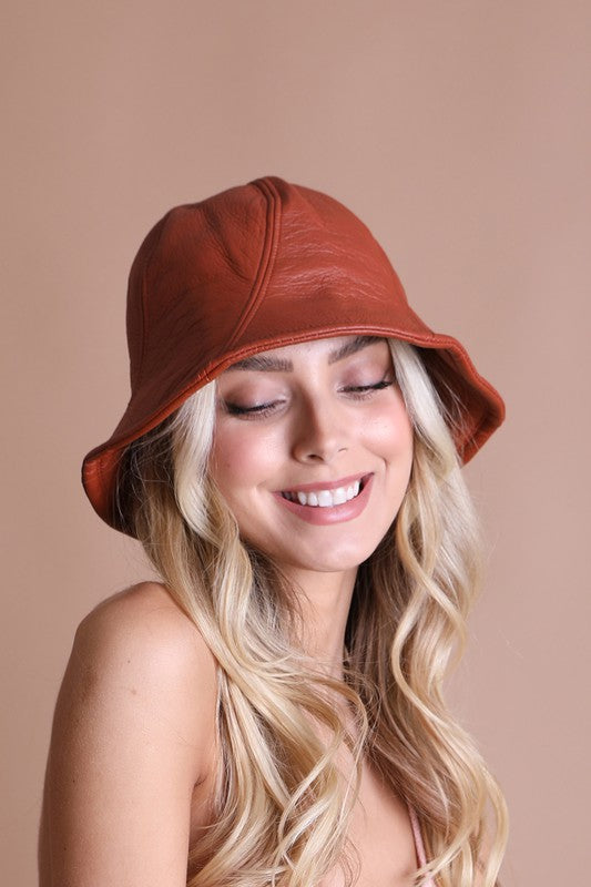 PU Vegan Leather Bucket Hat Trendy Bucket Hats Outfit Idea for Women | Ro + Ivy