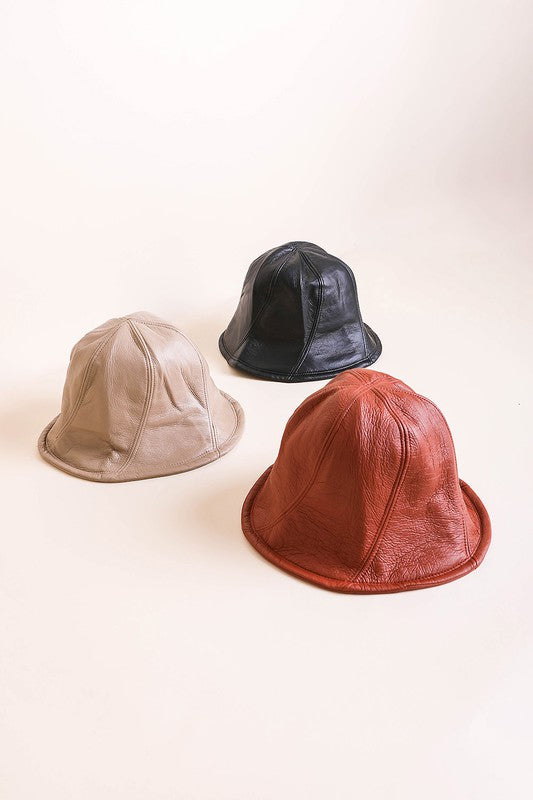 PU Vegan Leather Bucket Hat Trendy Bucket Hats Outfit Idea for Women | Ro + Ivy
