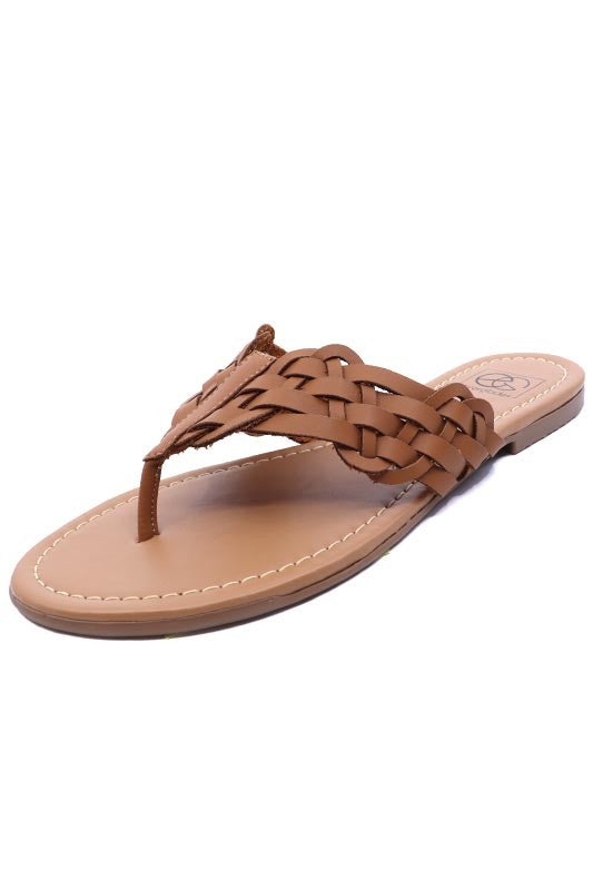 Tan 6 Woven Flip-Flop Sandal Trendy Flip-flops Outfit Idea for Women | Ro + Ivy