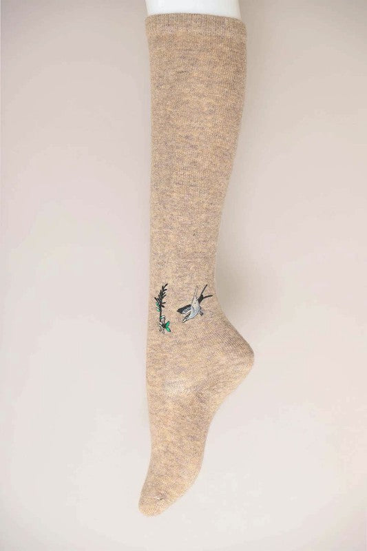 Hummingbird Wool Blend Long Knee High Socks | Trendy Socks Outfit Idea for Women by Ro + Ivy | Elevated Basics, Modern Comfort & Style