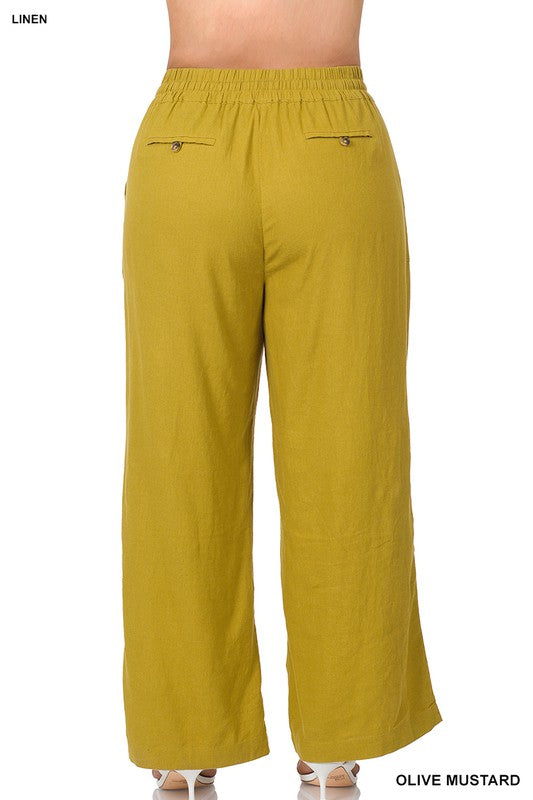 Plus Linen Drawstring-Waist Pants With Pockets – outfit idea for women | Ro + Ivy
