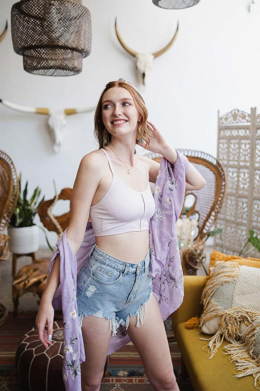 Lilac Seamless Longline Pullover Bralette Trendy Bralettes Outfit Idea for Women | Ro + Ivy