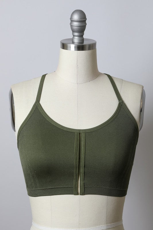 Army Seamless Longline Pullover Bralette Trendy Bralettes Outfit Idea for Women | Ro + Ivy
