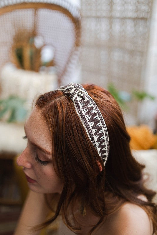 Brown Default Boho Stitched Knotted Headband Trendy Headbands Outfit Idea for Women | Ro + Ivy