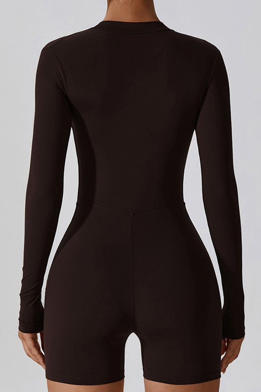 One-Piece Long Sleeve Yoga Romper Trendy Activewear Outfit Idea for Women | Ro + Ivy