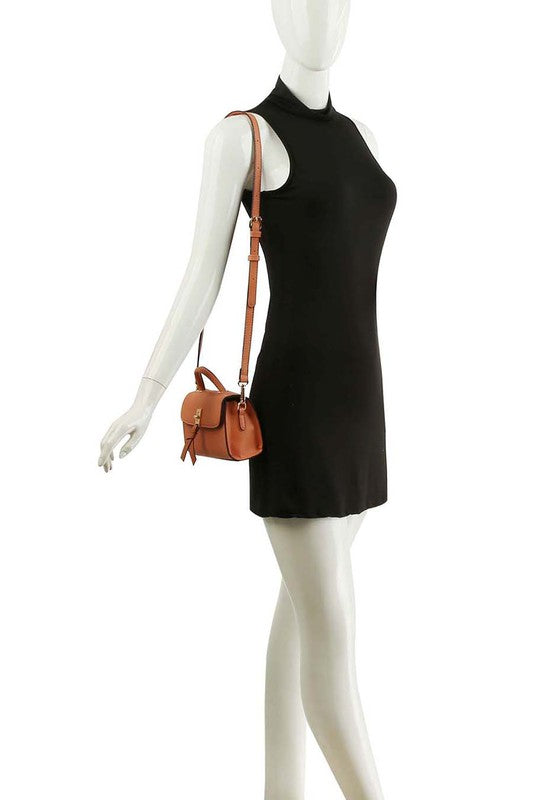 Faux Vegan Leather Twist Lock Flap Satchel Crossbody Bag | Trendy Crossbody Bags Outfit Idea for Women by Ro + Ivy | Elevated Basics, Modern Comfort & Style