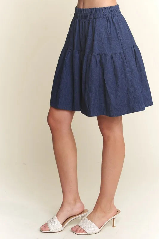 Elastic Waist Wide Leg Denim Shorts – outfit idea for women | Ro + Ivy