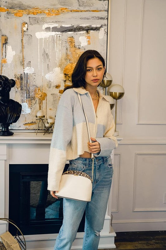 Leopard Accent Small Dome Crossbody Bag | Trendy Crossbody Bags Outfit Idea for Women by Ro + Ivy | Elevated Basics, Modern Comfort & Style