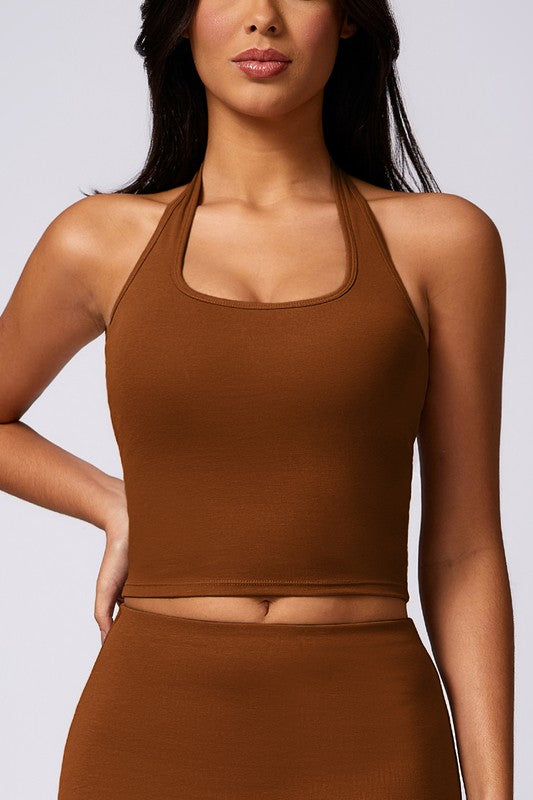 Halter Neck Activewear Sports Top Trendy Active Tops Outfit Idea for Women | Ro + Ivy