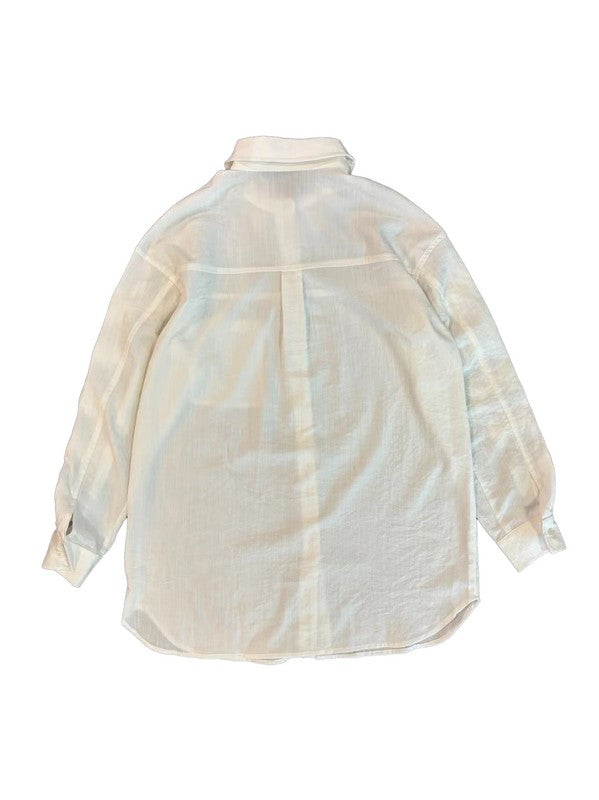 Bow Detail Sleeve Button-Down Shirt | Trendy Shirts Outfit Idea for Women by Ro + Ivy | Elevated Basics, Modern Comfort & Style