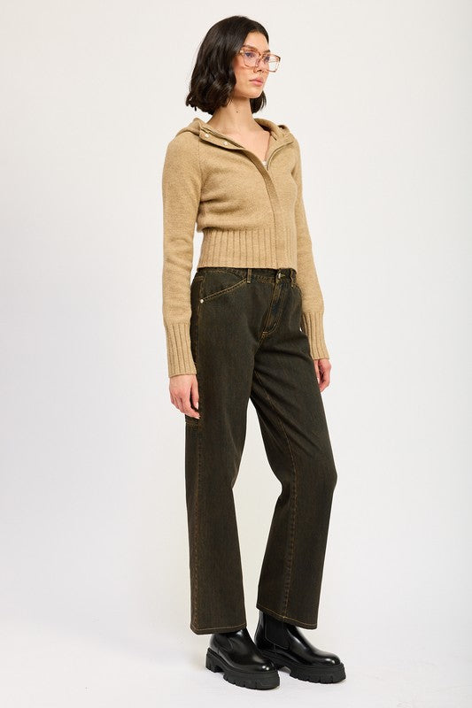 Ribbed Cropped Zip-Up Sweater – outfit idea for women | Ro + Ivy