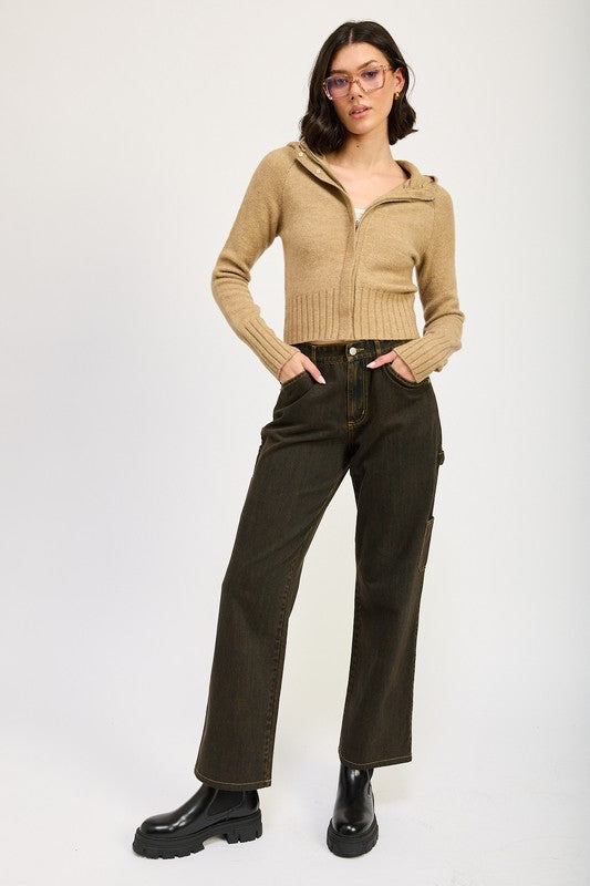 Ribbed Cropped Zip-Up Sweater – outfit idea for women | Ro + Ivy