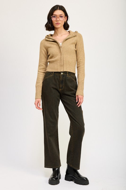 Ribbed Cropped Zip-Up Sweater – outfit idea for women | Ro + Ivy