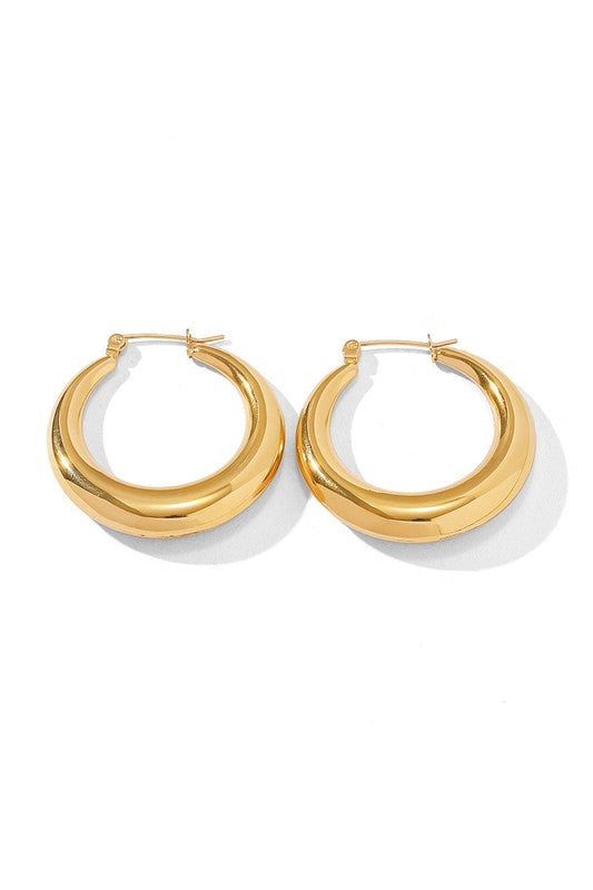 18K Stainless Steel Mod Hoop Earrings – outfit idea for women | Ro + Ivy