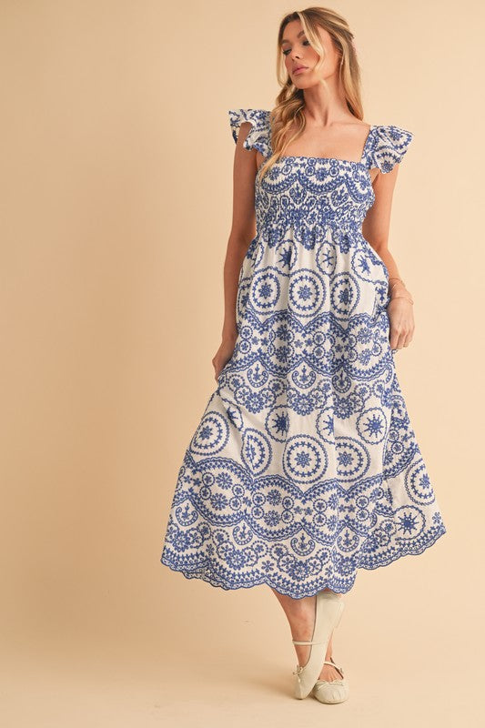 Barb Embroidered Maxi Sundress – outfit idea for women | Ro + Ivy