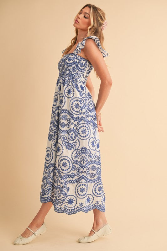 Barb Embroidered Maxi Sundress – outfit idea for women | Ro + Ivy