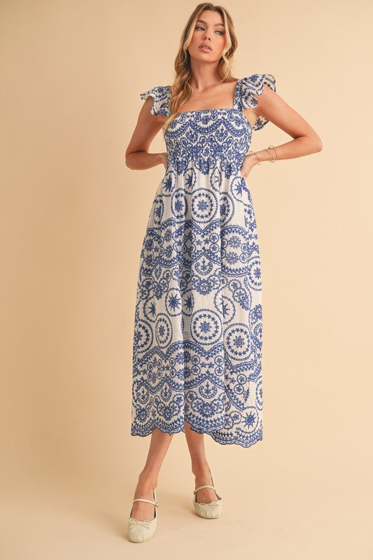 Barb Embroidered Maxi Sundress – outfit idea for women | Ro + Ivy