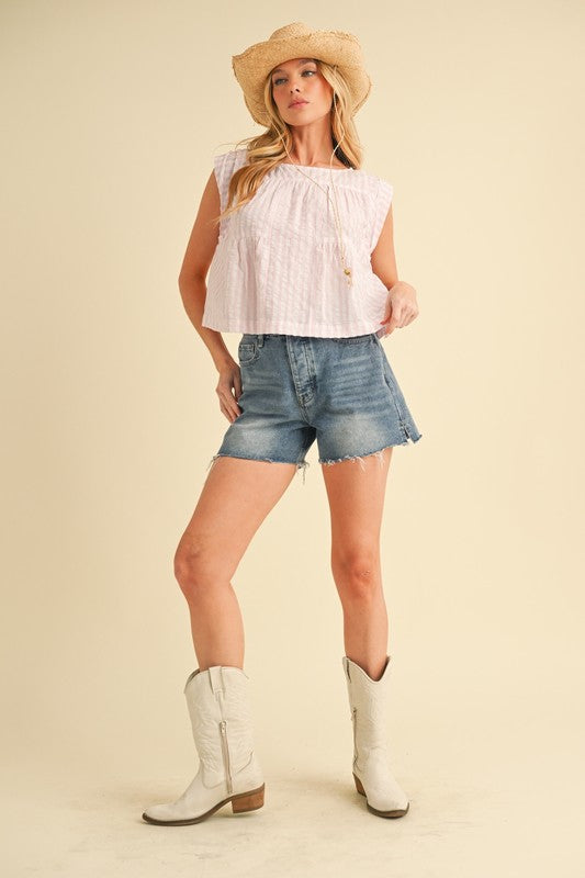 Cait Striped Short Sleeve Top – outfit idea for women | Ro + Ivy