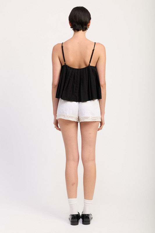Pleated Tie Front Cami Top – outfit idea for women | Ro + Ivy