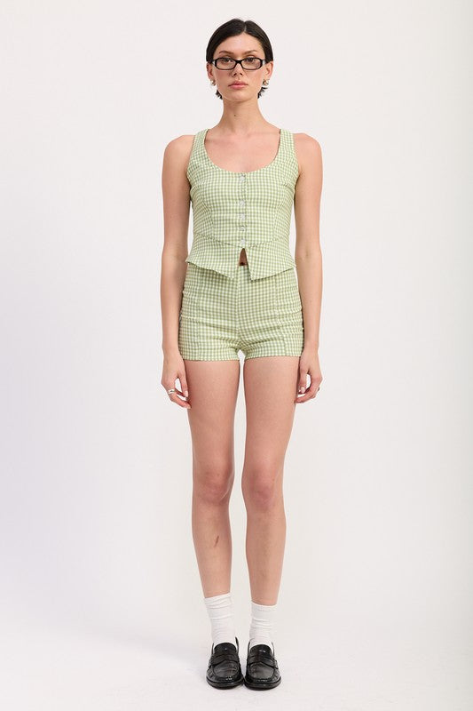 Micro Gingham Shorts – outfit idea for women | Ro + Ivy