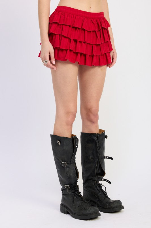 Tiered Ruffle Mini Skirt – outfit idea for women | Ro + Ivy