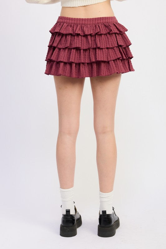 Tiered Ruffle Mini Skirt – outfit idea for women | Ro + Ivy