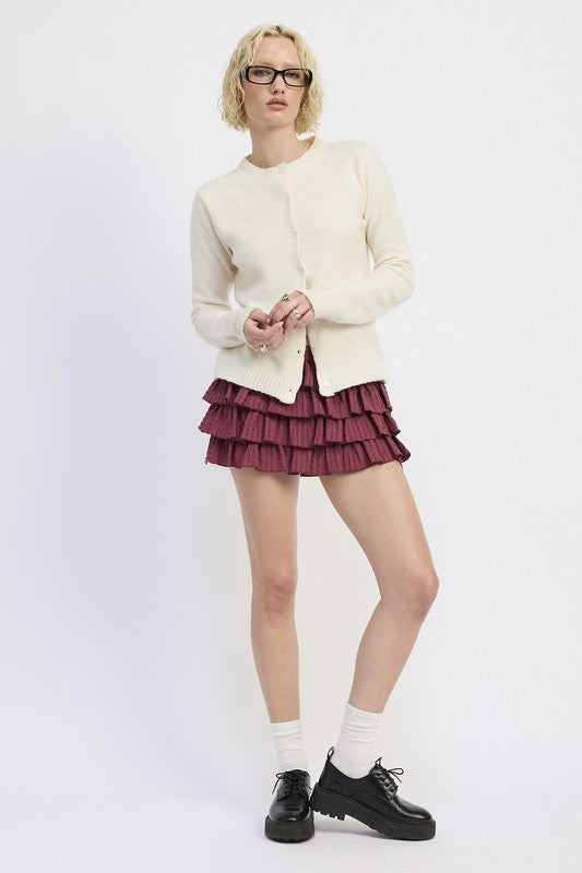 Tiered Ruffle Mini Skirt – outfit idea for women | Ro + Ivy