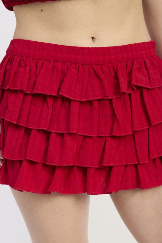 Tiered Ruffle Mini Skirt – outfit idea for women | Ro + Ivy