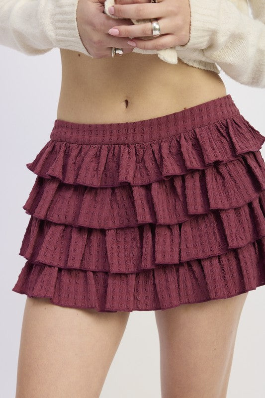 Tiered Ruffle Mini Skirt – outfit idea for women | Ro + Ivy