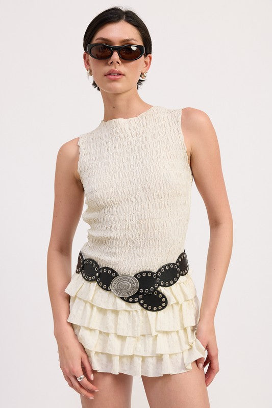 Tiered Ruffle Mini Skirt – outfit idea for women | Ro + Ivy