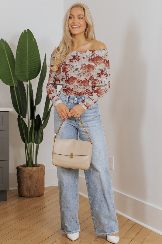 Pink Floral Printed Long Sleeve Sheath Bodysuit – outfit idea for women | Ro + Ivy