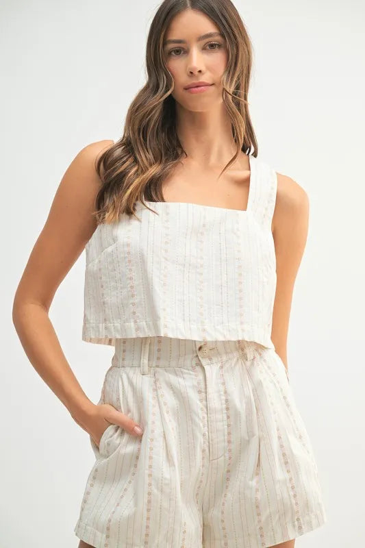 Square Neck Crop Top And Shorts Set – outfit idea for women | Ro + Ivy