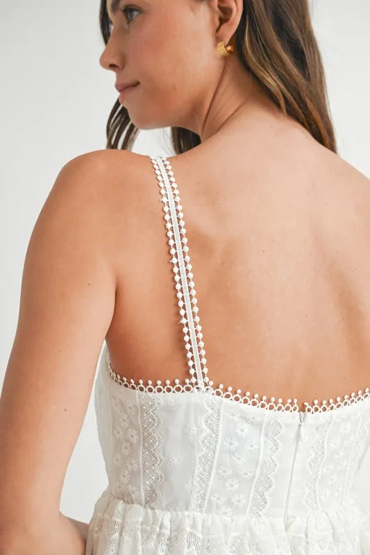Eyelet Lace Babydoll Mini Cami Dress – outfit idea for women | Ro + Ivy
