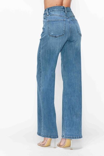 Full Size High Rise Wide Leg Jeans with Pockets - Ro + Ivy