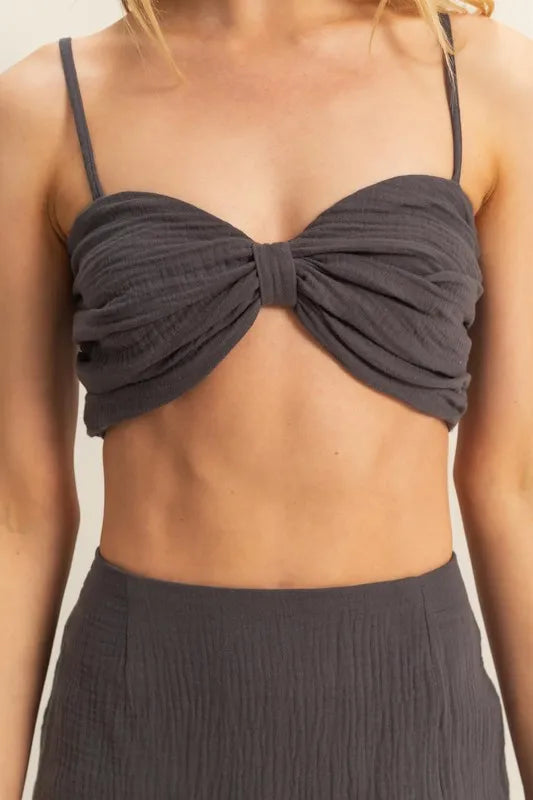 Ruched Bra Top And Mini Skirt Set – outfit idea for women | Ro + Ivy