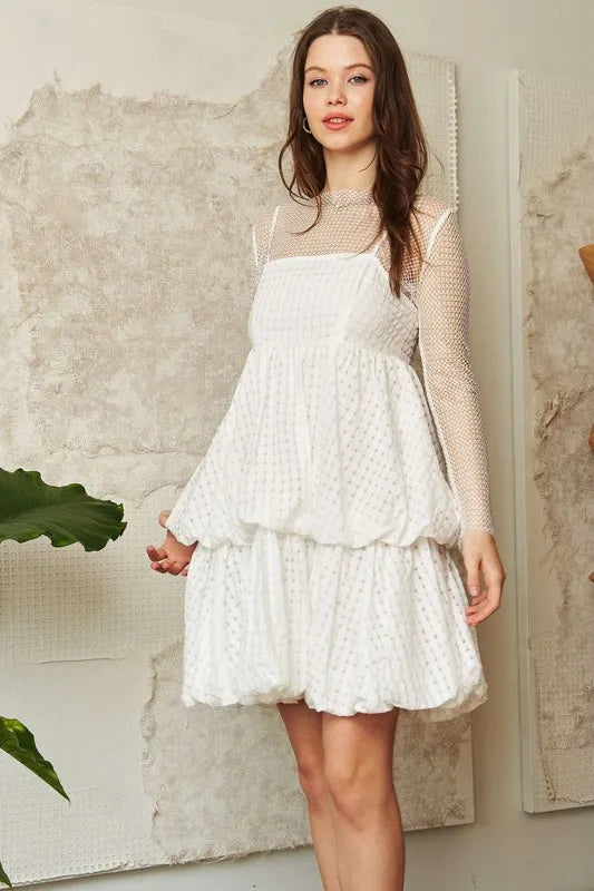 Checker Print Side Pockets Textured Mini Dress – outfit idea for women | Ro + Ivy
