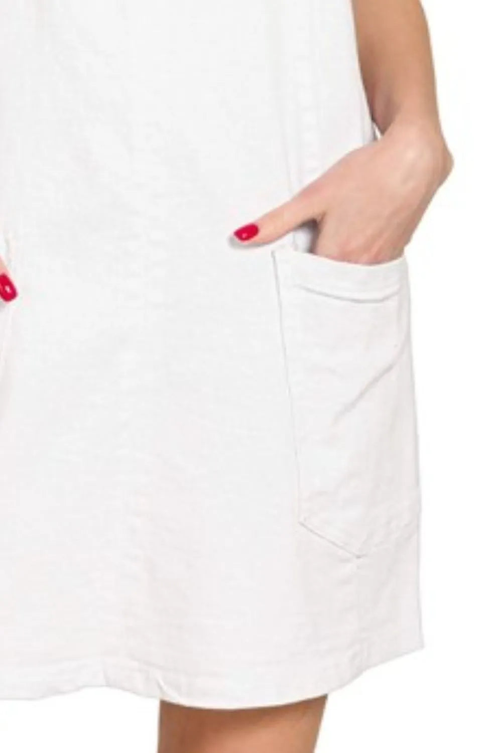 Washed Adjustable Strap Denim Overall Dress in White – outfit idea for women | Ro + Ivy