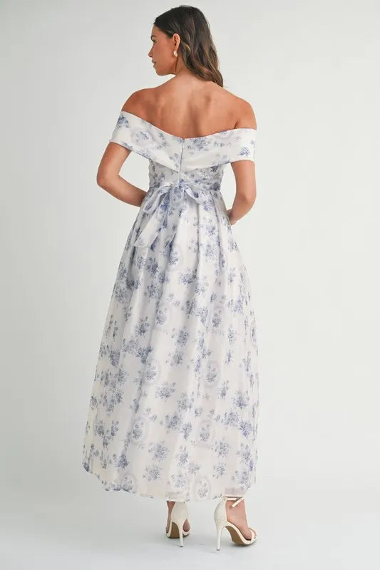 Floral Printed Off Shoulder Maxi Dress – outfit idea for women | Ro + Ivy